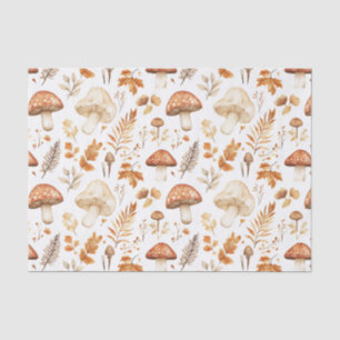 Papier Mousseline Champignons d'automne et Feuilles Automne Motif Dé