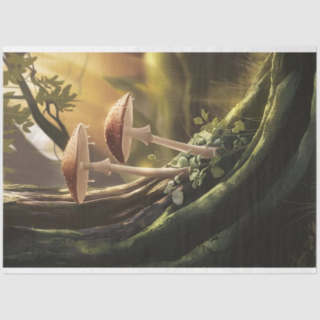 Papier Mousseline Champignons de Whimsical sur une décomposition d'a (Recto)