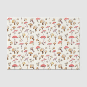 Papier Mousseline Champignons des bois Aquarelle naturelle dessinée