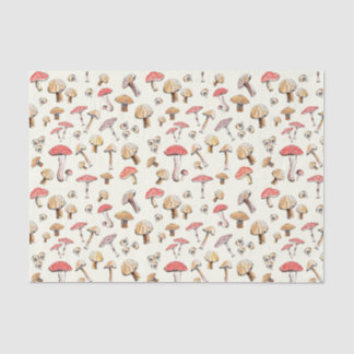 Papier Mousseline Champignons des bois Aquarelle naturelle dessinée