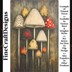 Papier Mousseline Champignons et feuilles magiques fantaisistes AW9 