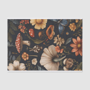 Papier Mousseline Champignons et fleurs d'automne Découpage d'automn