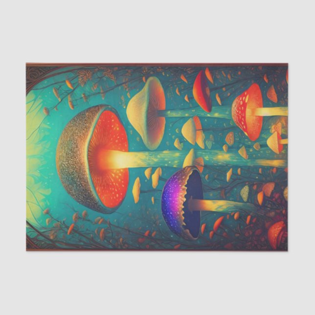 Papier Mousseline Champignons psychédéliques colorés Imaginaire Mond (Recto)