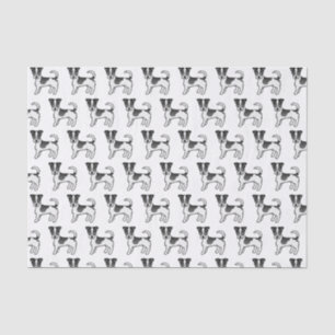 Papier Mousseline Chandail rond noir et blanc Jack Russell Chiens Te