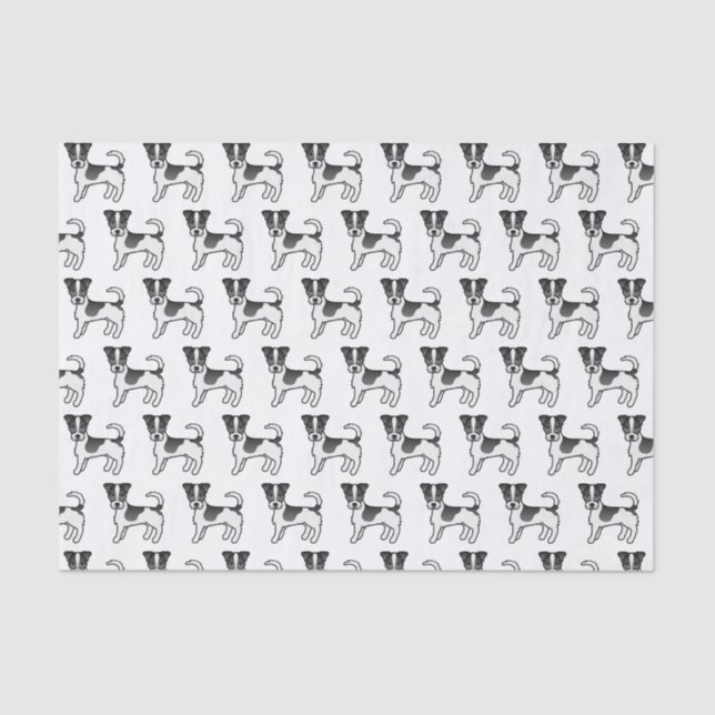 Papier Mousseline Chandail rond noir et blanc Jack Russell Chiens Te (Recto)
