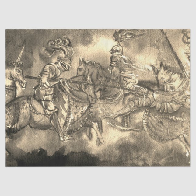 PAPIER MOUSSELINE CHANSON DE ROLAND/ CHEVALIERS MÉDIÉVAUX EN TOURNOI (Recto)