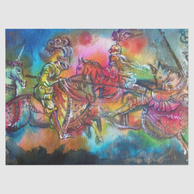 PAPIER MOUSSELINE CHANSON DE ROLAND/ COMBAT DES CHEVALIERS EN TOURNO (Recto)