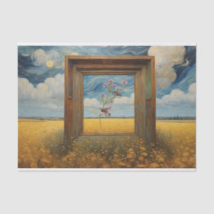 Papier Mousseline Chanson Sur Fleurs Roses Branche Découpage