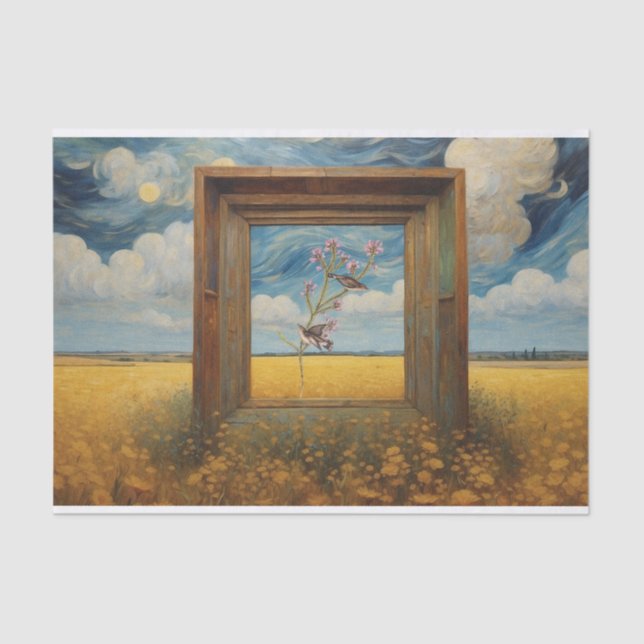 Papier Mousseline Chanson Sur Fleurs Roses Branche Découpage (Recto)