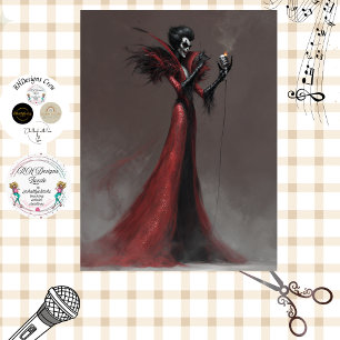 Papier Mousseline Chanteur gothique découpage Robe rouge
