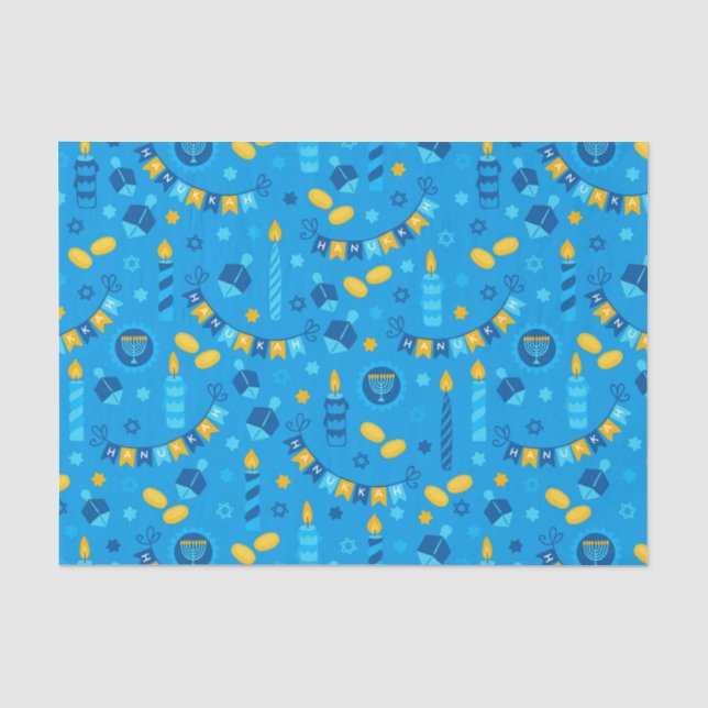 Papier Mousseline Chanukah Streamers Hanoukka Bannières Bleues (Recto)