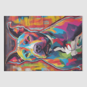 Papier Mousseline Chaos Canin Coloré : Un Pitbull Pop Art