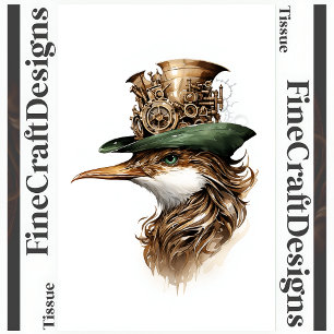Papier Mousseline Chapeau Mignon Oiseau Steampunk Engrenages Roues D