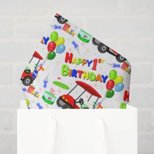 Papier Mousseline Chariot de golf rouge pour le 1er anniversaire d'u