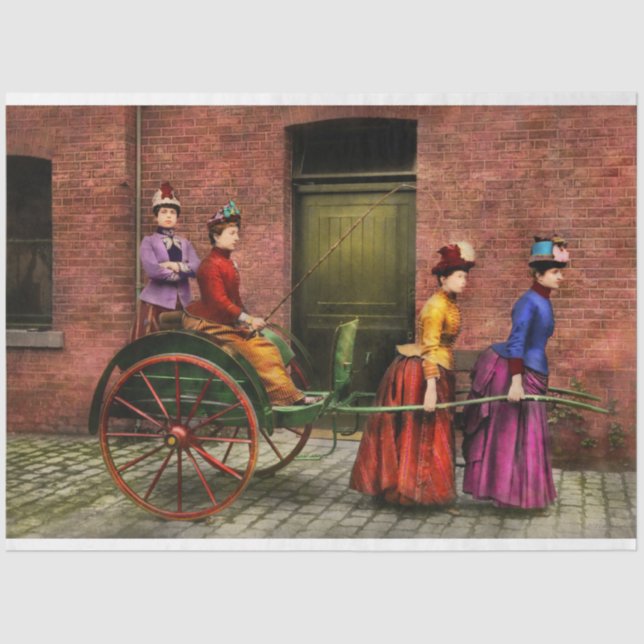 Papier Mousseline Chariot - S'amuser à cheval 1897 (Recto)