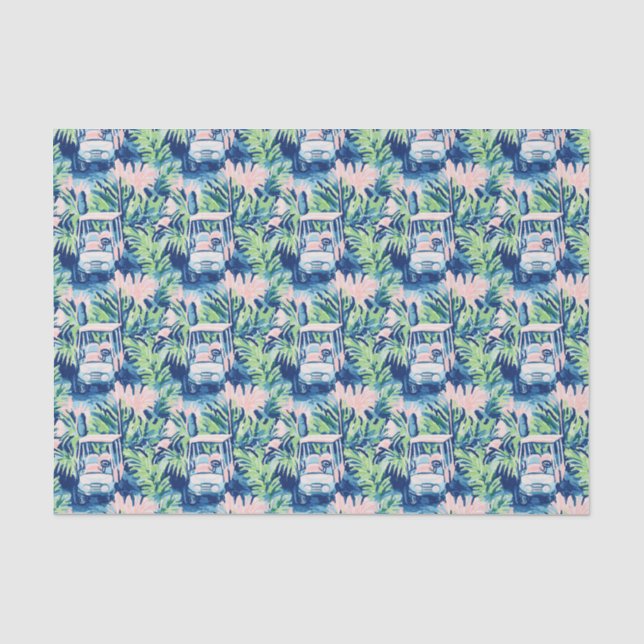 Papier Mousseline Chariots de golf Preppy Palm Beach (Recto)