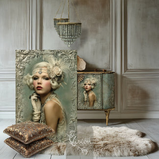 Papier Mousseline Charme Menthe Sauge, Gatsby Flapper Années Folles