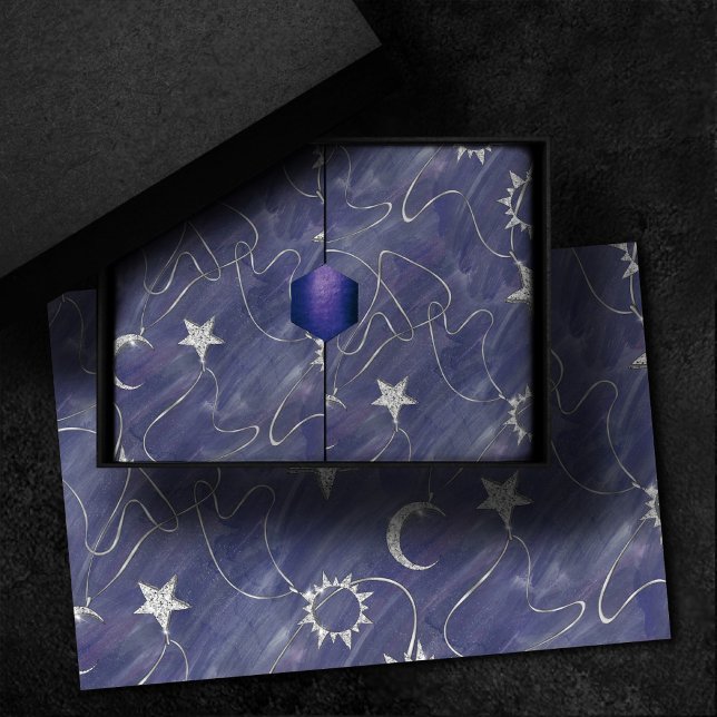 Papier Mousseline Charming mystique | Étoiles de lune d'argent Sun A (Créateur téléchargé)