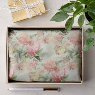 Papier Mousseline Charming Shabby Chic rose Floral Rose Motif d'art