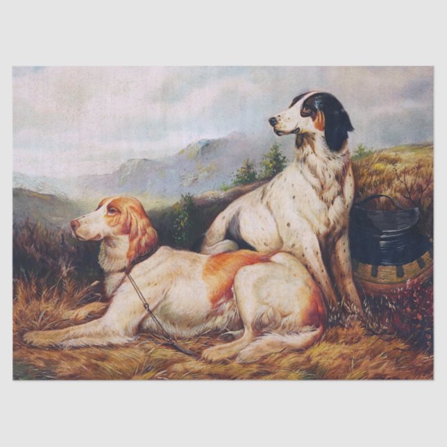 Papier Mousseline Chasse vintage Chiens Portrait Découpage (Recto)
