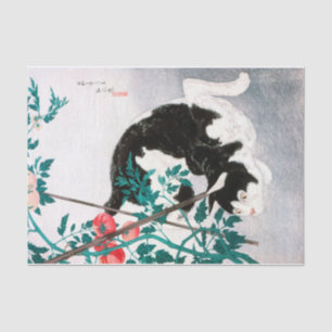 Papier Mousseline Chat avec Plante tomate (1931) par Hiroaki Takahas