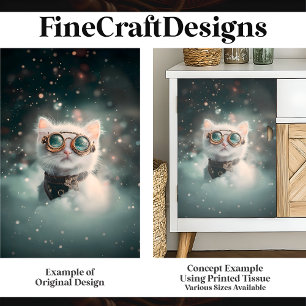 Papier Mousseline Chat blanc Whimsical, Kitten, Kitty H2 Découpage