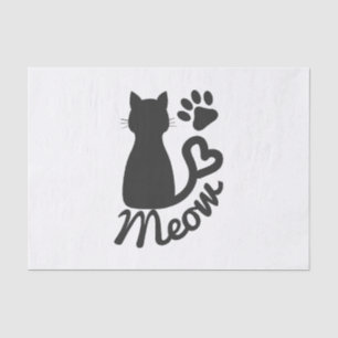 Papier Mousseline Chat de Kitty et empreinte de patte noirs de