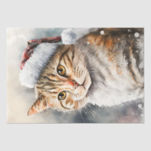 Papier Mousseline Chat de Noël mignon