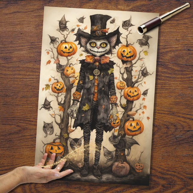 Papier Mousseline Chat Éffrayant Whimsical 2 Halloween papier découp (Créateur téléchargé)