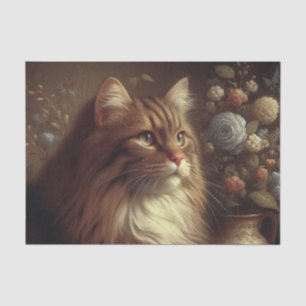 Papier Mousseline Chat élégant vintage Portrait Découpage