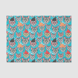 Papier Mousseline Chat en casquette