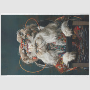 Papier Mousseline Chat hippie fantaisie dans le salon Découpage