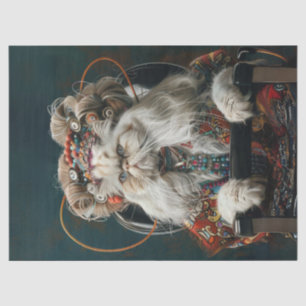 Papier Mousseline Chat hippie fantaisie dans le salon Découpage