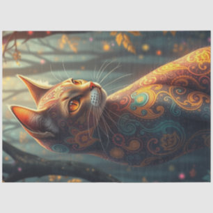 Papier Mousseline Chat Imaginaire coloré
