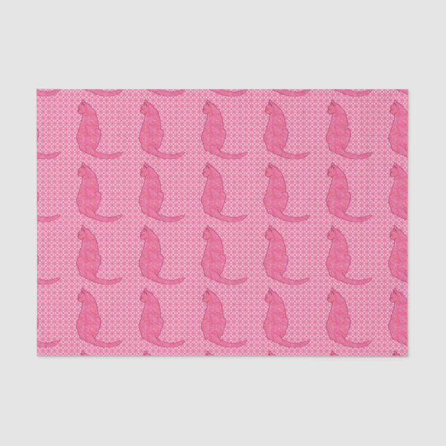 Papier Mousseline Chat japonais - Fuchsia Pink Batik (Recto)