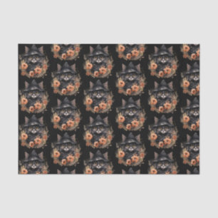 Papier Mousseline Chat noir dans un Motif Casquette d'Halloween d'un