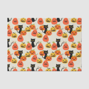 Papier Mousseline Chat noir d'Halloween mignonne et Citrouilles scul