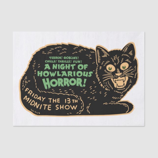 Papier Mousseline Chat noir d'Halloween Vintage (Recto)
