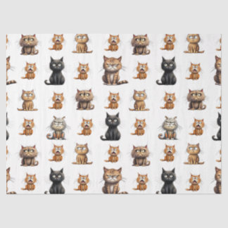 Papier Mousseline chat noir fou en colère, chat gris et chat brun