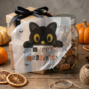 Papier Mousseline Chat noir mignon Halloween