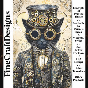 Papier Mousseline Chat noir riche victorien Steampunk AB6 Découpage