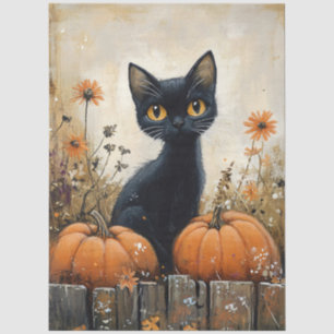 Papier Mousseline Chat noir Whimsical et découpage Citrouille