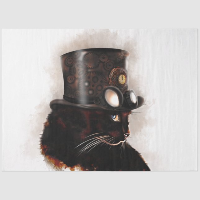 Papier Mousseline Chat Steampunk (Recto)