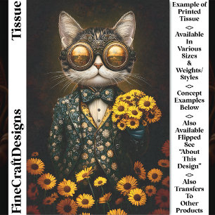 Papier Mousseline Chat Steampunk, Costume Floral, Fleurs Découpage C