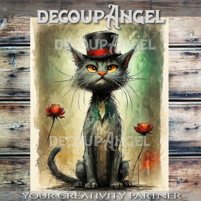 Papier Mousseline Chat Wacky en Casquette #2 Découpage (Créateur téléchargé)