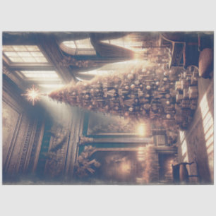 Papier Mousseline Château Arbre de Noël Élégant Découpage Vintage