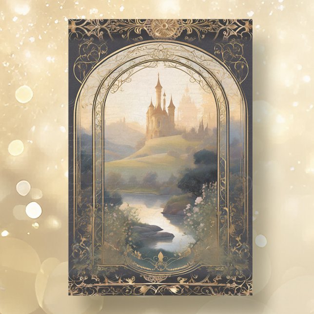 Papier Mousseline Château Art Nouveau Rococo Noir n Or Ephemera 1 (Créateur téléchargé)