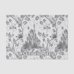 Papier Mousseline Château de la Fairytale en Niveaux de gris avec fr