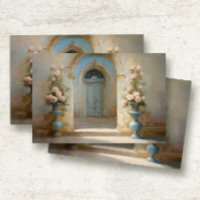 Château Français Courtyard Blue Rose Floral Rose