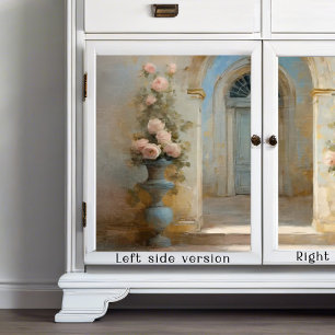 Papier Mousseline Chateau Rose Cour bleue Rose Floral